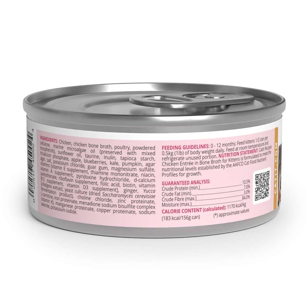 Case of Catit Recipes Chicken Entrée in Bone Broth for Kittens