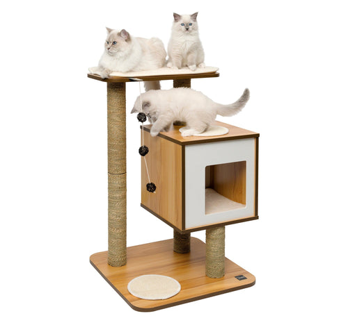 Catit vesper cat top scratcher box large walnut