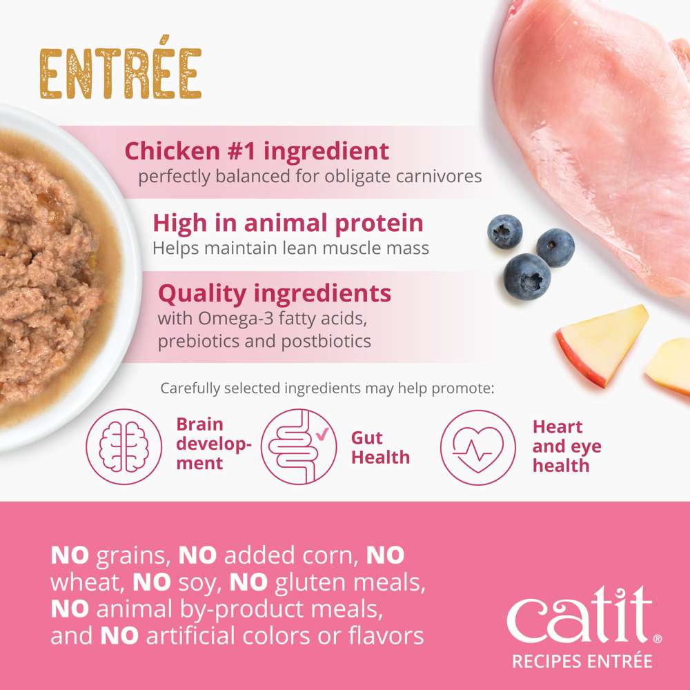 Case of Catit Recipes Chicken Entrée in Bone Broth for Kittens