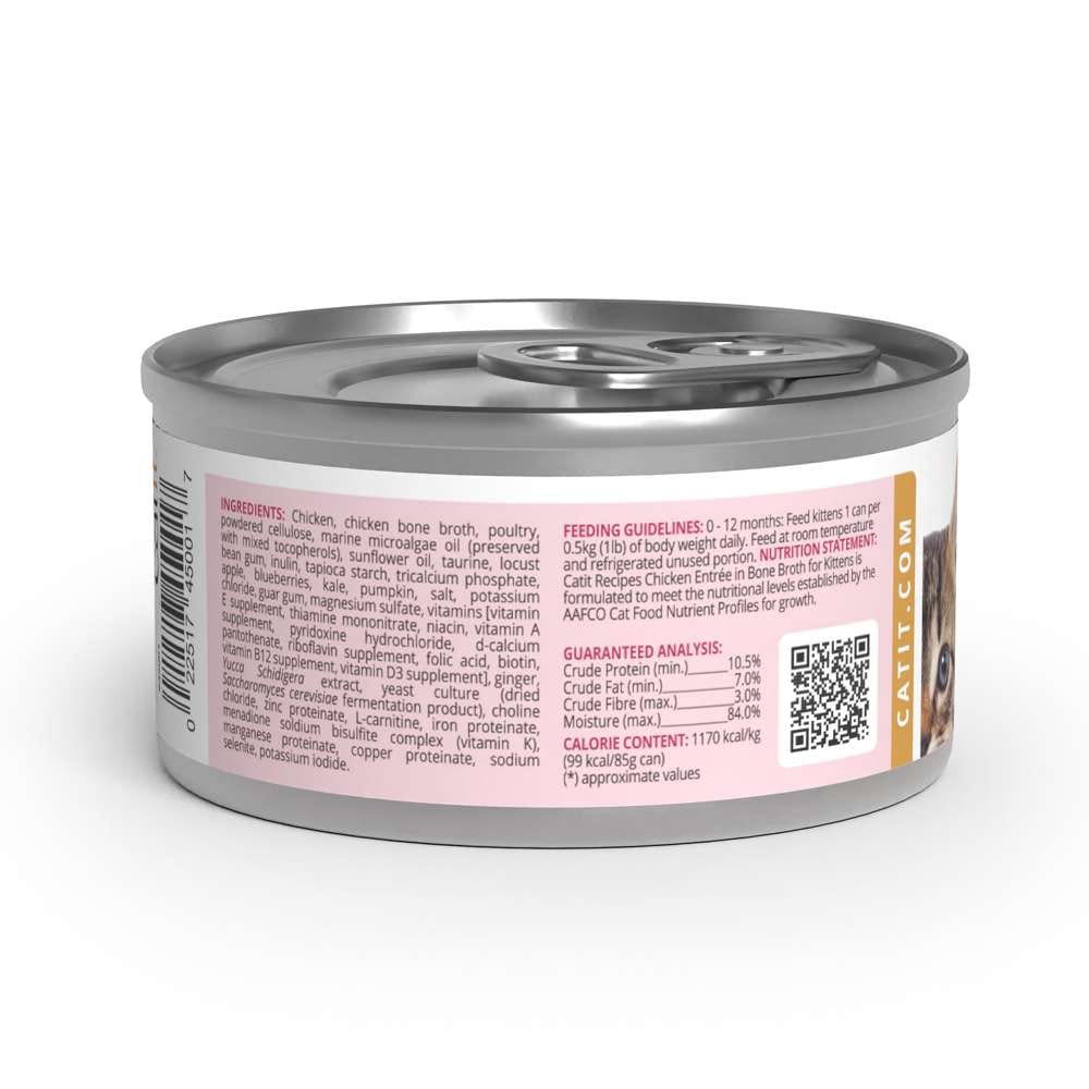 Case of Catit Recipes Chicken Entrée in Bone Broth for Kittens