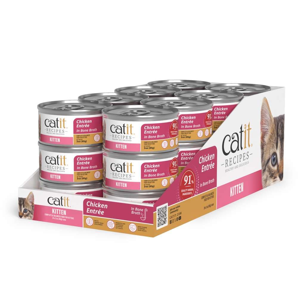 Case of Catit Recipes Chicken Entrée in Bone Broth for Kittens