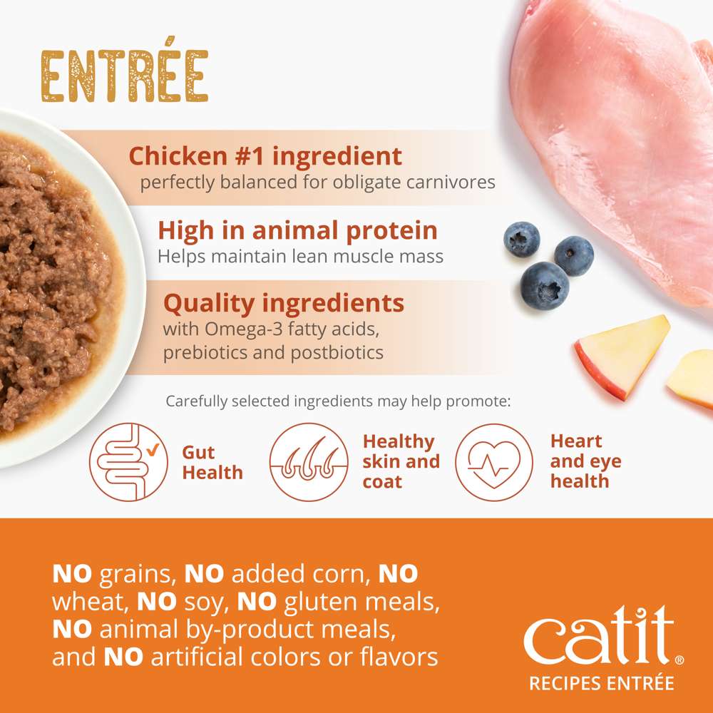 Case of Catit Recipes Chicken Entrée in Bone Broth for Adult Cats