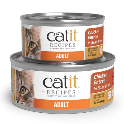 Case of Catit Recipes Chicken Entrée in Bone Broth for Adult Cats