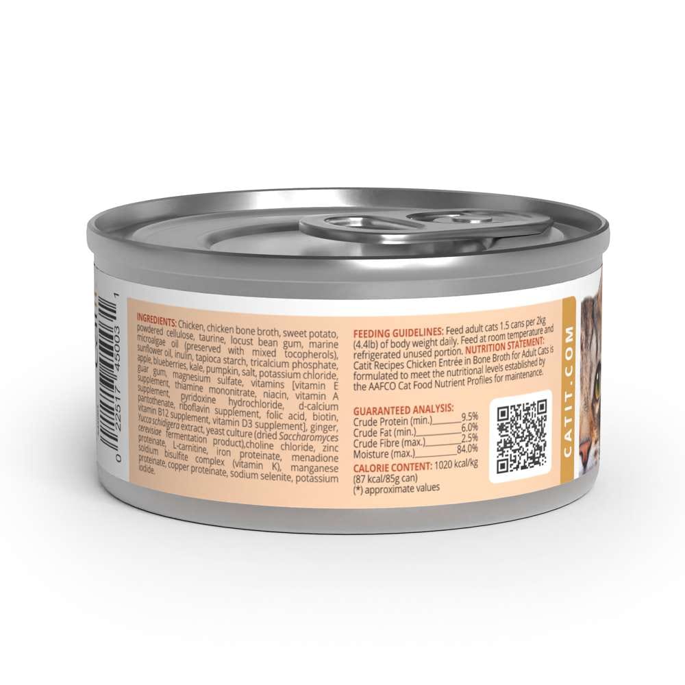 Case of Catit Recipes Chicken Entrée in Bone Broth for Adult Cats