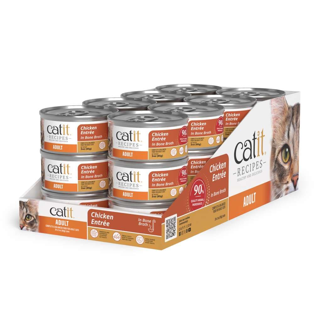 Case of Catit Recipes Chicken Entrée in Bone Broth for Adult Cats