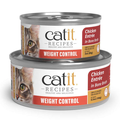 Case of Catit Recipes Weight Control Chicken Entrée in Bone Broth for Adult Cats