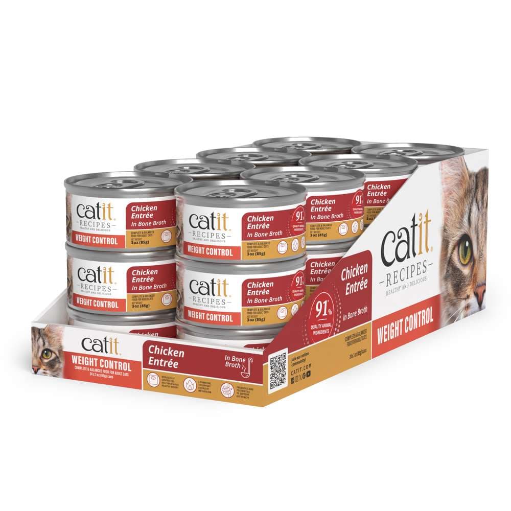 Case of Catit Recipes Weight Control Chicken Entrée in Bone Broth for Adult Cats