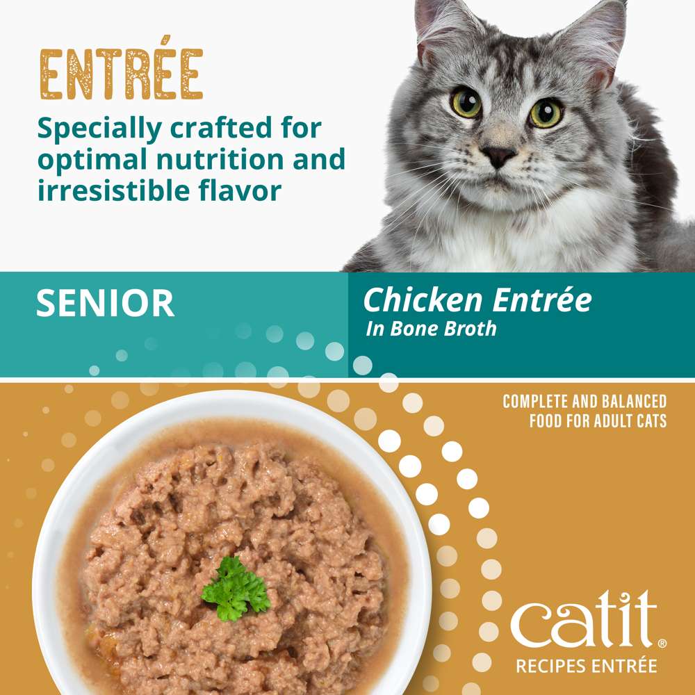 Case of Catit Recipes Chicken Entrée in Bone Broth for Senior Cats