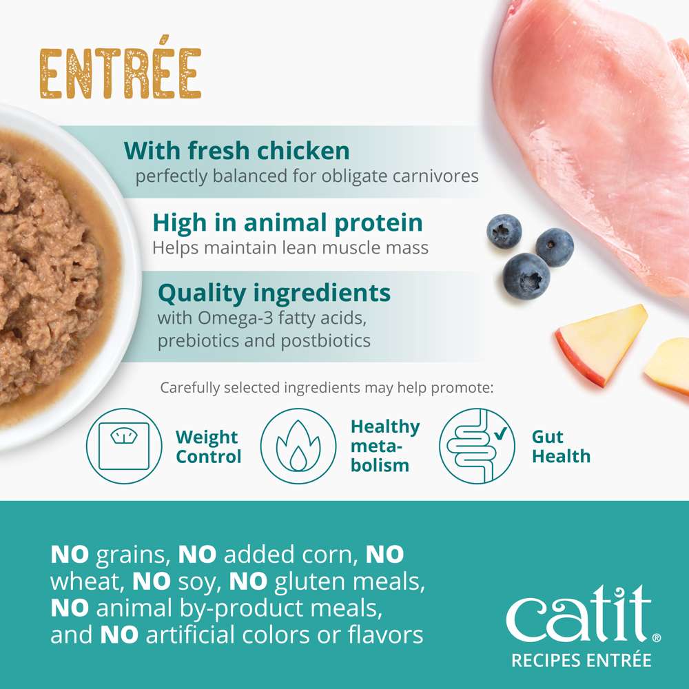 Case of Catit Recipes Chicken Entrée in Bone Broth for Senior Cats