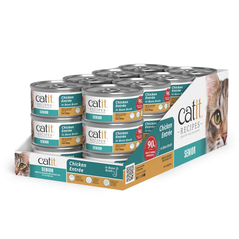 Case of Catit Recipes Chicken Entrée in Bone Broth for Senior Cats