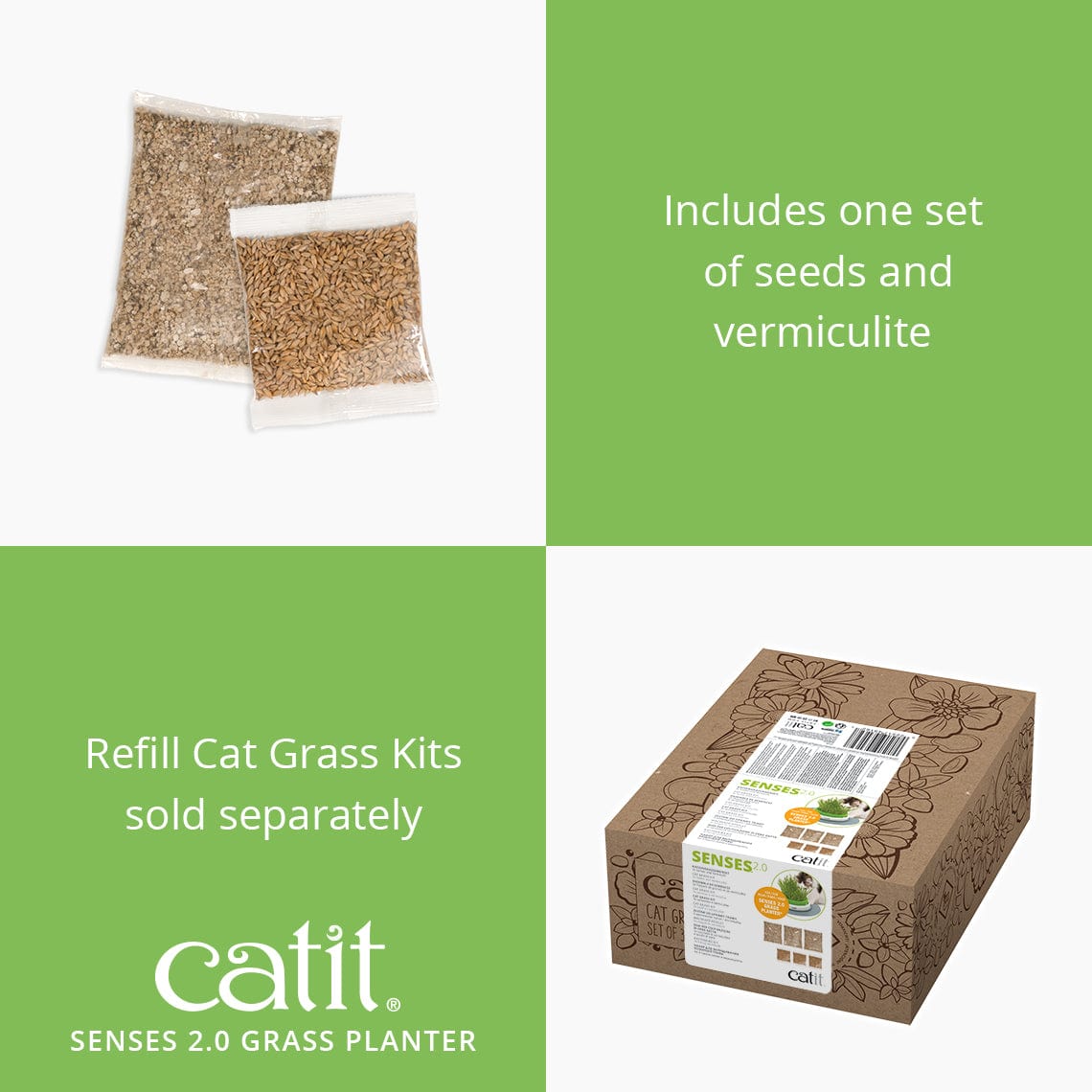 Graines d'herbe à chat cat it Senses 2.0 Cat Grass Kit lot de 3