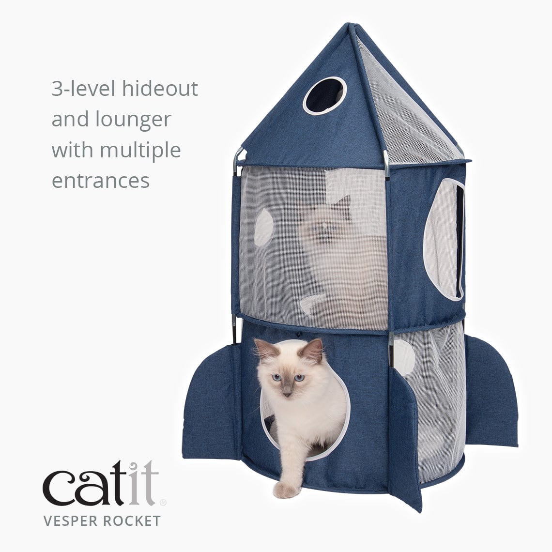 Catit Vesper Rocket Cat Hideout Blue